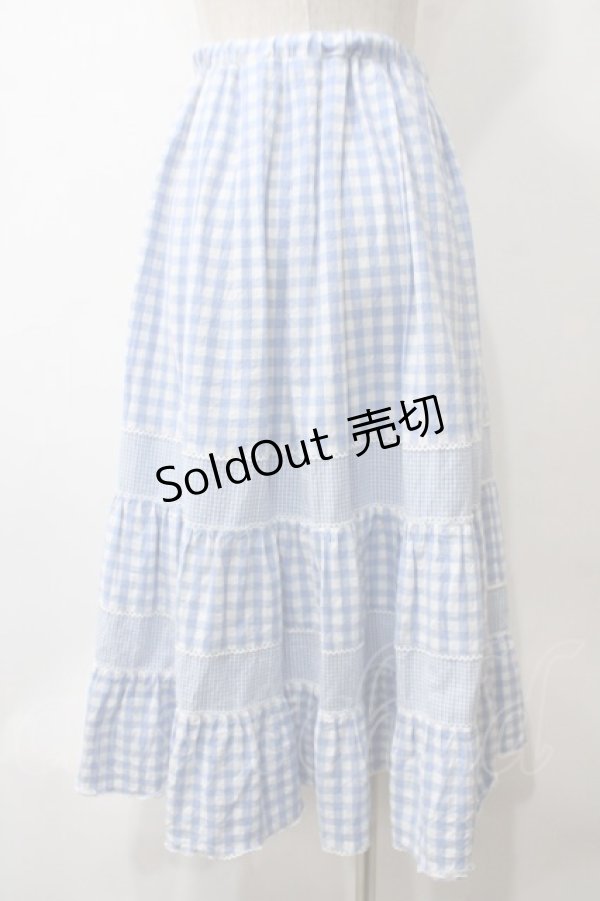 画像2: merry jenny / イレギュラーチェックスカート F サックス Y-25-05-29-062-LO-SK-SZ-ZY (2)