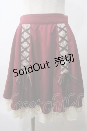 画像: axes femme / レースアップフレアスカート M ワイン Y-25-05-29-073-AX-SK-SZ-ZY