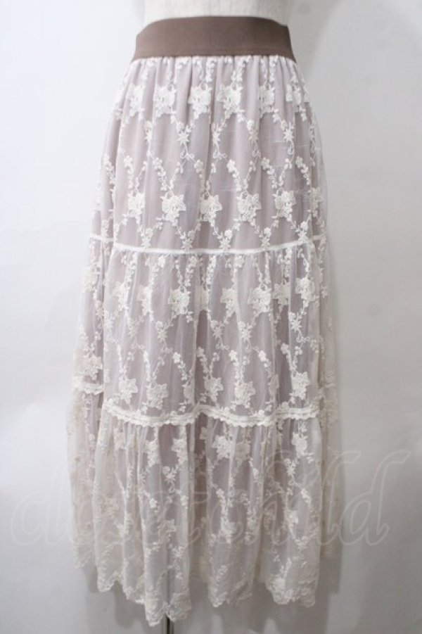 画像1: axes femme POETIQUE / レースティアードロングスカート M キナリ Y-25-05-29-077-AX-SK-SZ-ZI (1)