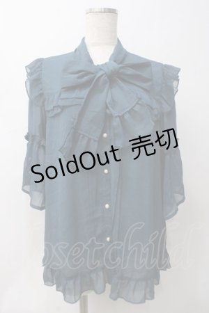画像: axes femme / シアーフリルボータイブラウス  グリーン Y-25-05-29-009-AX-BL-SZ-ZY