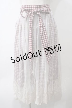 画像: axes femme / ギンガム×チュールスカート  赤ｘオフ Y-25-05-29-085-AX-SK-AS-ZY