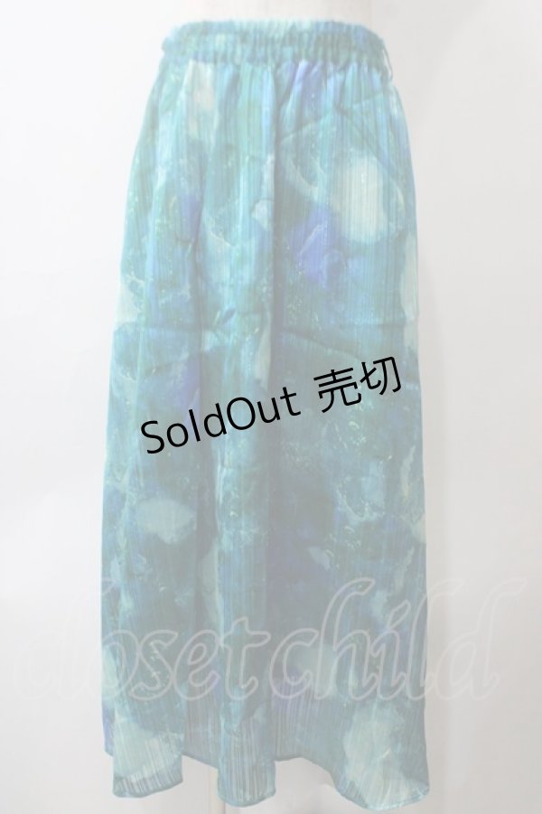 画像1: axes femme / マーブルプリントスカート  ブルーグリーン Y-25-05-29-091-AX-SK-SZ-ZI (1)