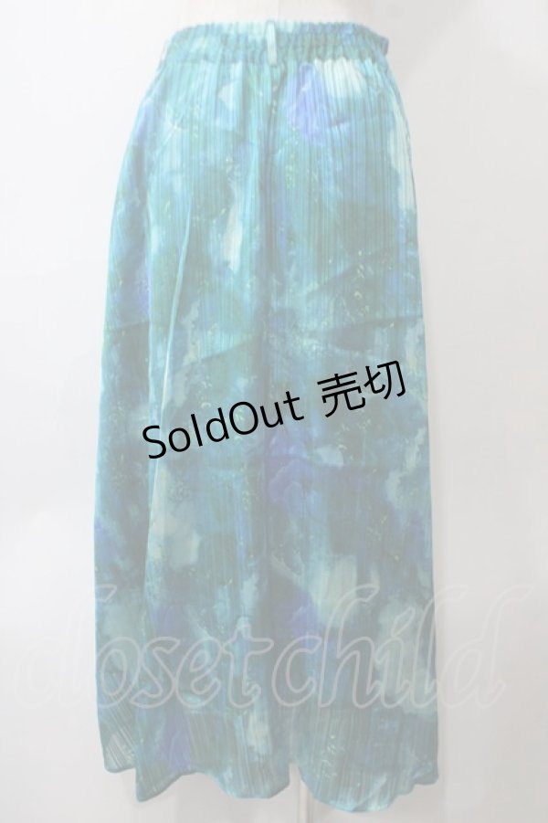 画像2: axes femme / マーブルプリントスカート  ブルーグリーン Y-25-05-29-091-AX-SK-SZ-ZI (2)