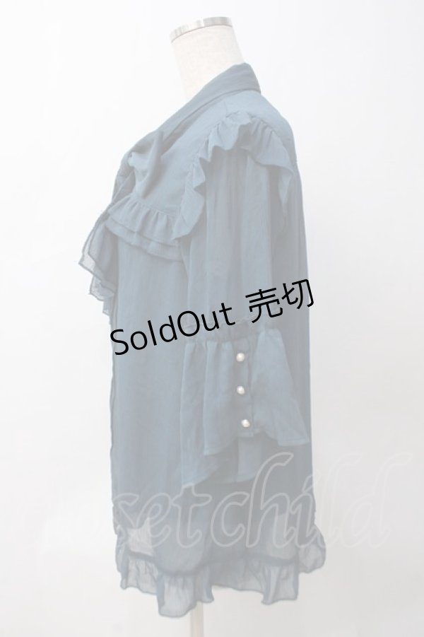 画像3: axes femme / シアーフリルボータイブラウス  グリーン Y-25-05-29-009-AX-BL-SZ-ZY (3)