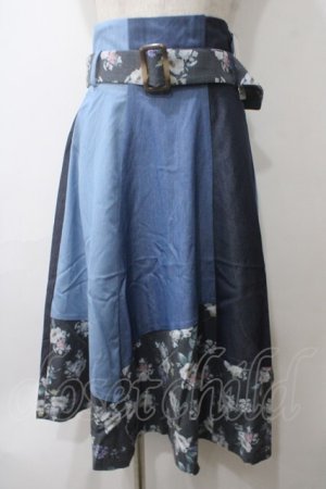 画像: axes femme / パッチワークスカート M ブルー Y-25-05-29-093-AX-SK-SZ-ZY
