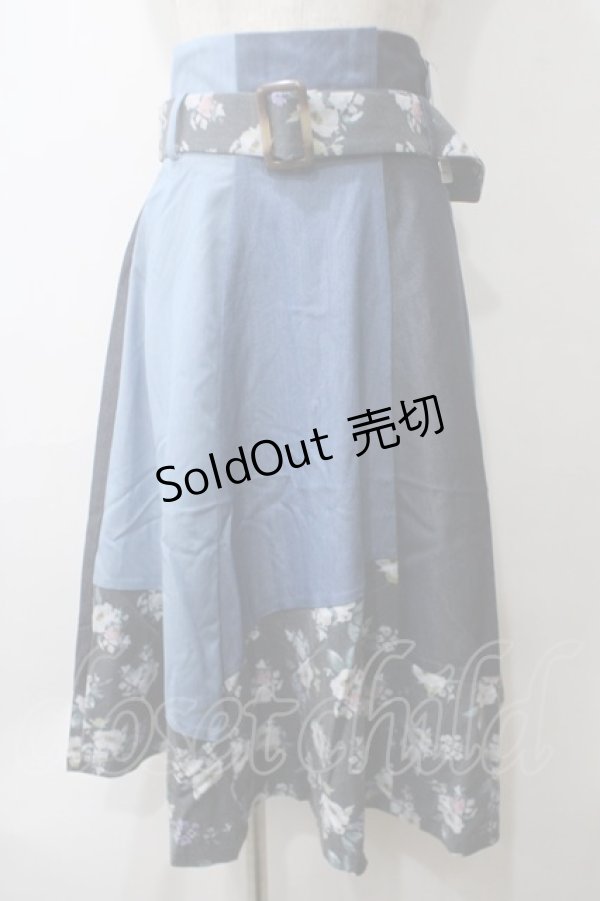 画像1: axes femme / パッチワークスカート M ブルー Y-25-05-29-093-AX-SK-SZ-ZI (1)