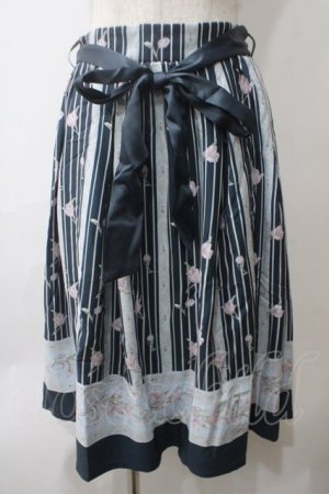 画像: axes femme / チューリップ柄ミドルスカート M 紺 Y-25-05-29-095-AX-SK-SZ-ZY