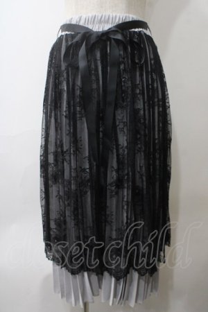画像: axes femme POETIQUE / レース重ねプリーツスカート M グレー Y-25-05-29-098-AX-SK-SZ-ZY