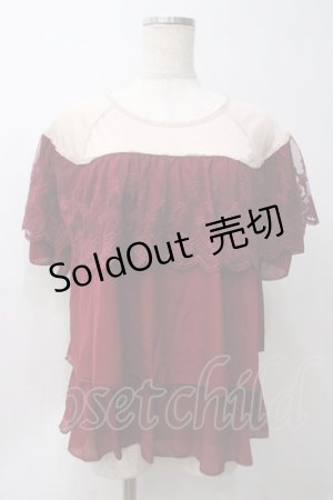 画像: axes femme / レースケープ風バイカラープルオーバー M 赤 Y-25-05-29-012-AX-TO-SZ-ZY