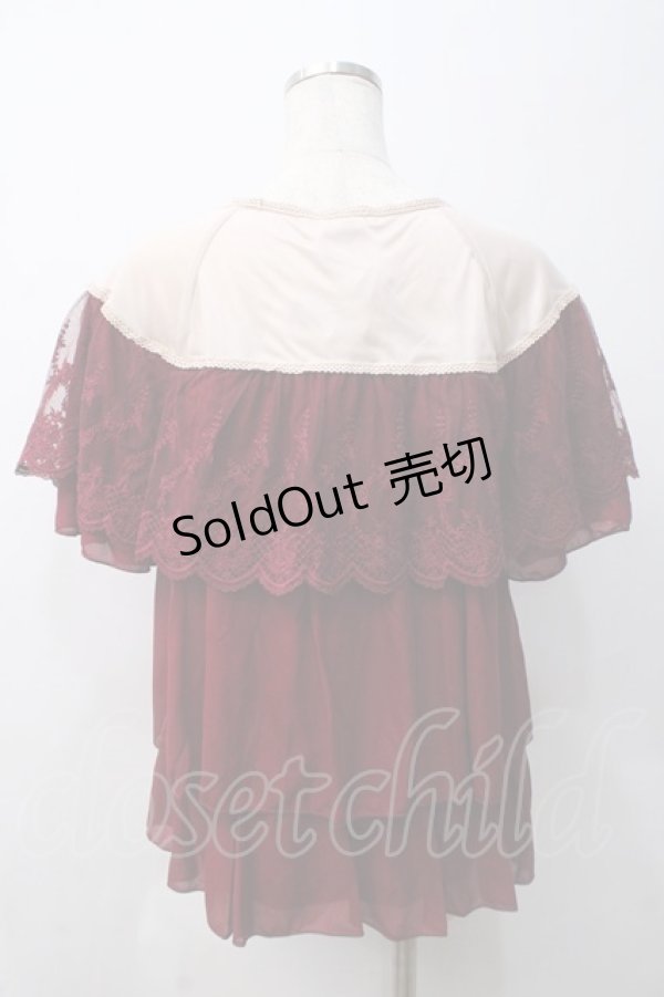 画像2: axes femme / レースケープ風バイカラープルオーバー M 赤 Y-25-05-29-012-AX-TO-SZ-ZY (2)