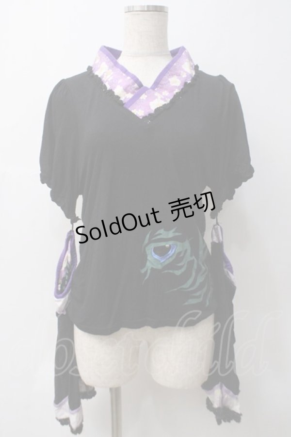 画像1: gouk / 袖セパレートカットソー  黒×紫 Y-25-05-29-021-GO-TO-AS-ZY (1)