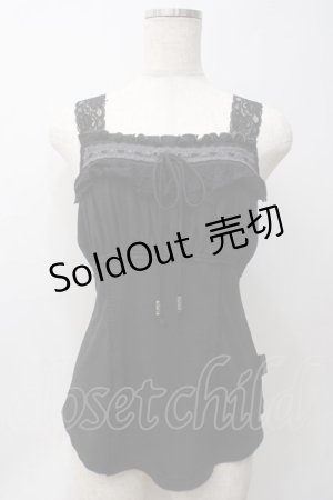 画像: Ozz oneste / 薔薇刺繍ノースリーブトップス  黒 Y-25-05-29-022-OO-TO-SZ-ZY
