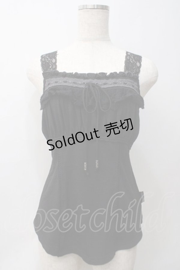 画像1: Ozz oneste / 薔薇刺繍ノースリーブトップス  黒 Y-25-05-29-022-OO-TO-SZ-ZY (1)