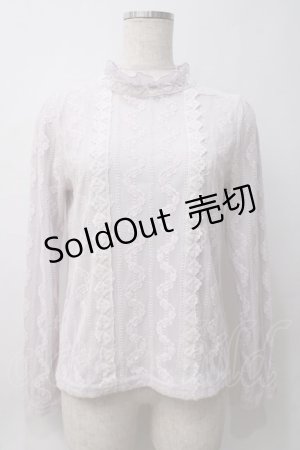 画像: axes femme POETIQUE / リボンブローチ付レーシーブラウス M ラベンダー Y-25-05-29-025-AX-BL-SZ-ZI