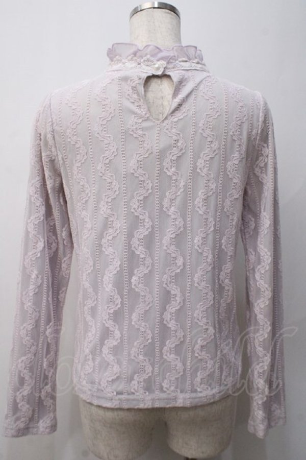 画像2: axes femme POETIQUE / リボンブローチ付レーシーブラウス M ラベンダー Y-25-05-29-025-AX-BL-SZ-ZI (2)