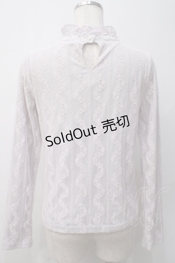 画像2: axes femme POETIQUE / リボンブローチ付レーシーブラウス M ラベンダー Y-25-05-29-025-AX-BL-SZ-ZI (2)