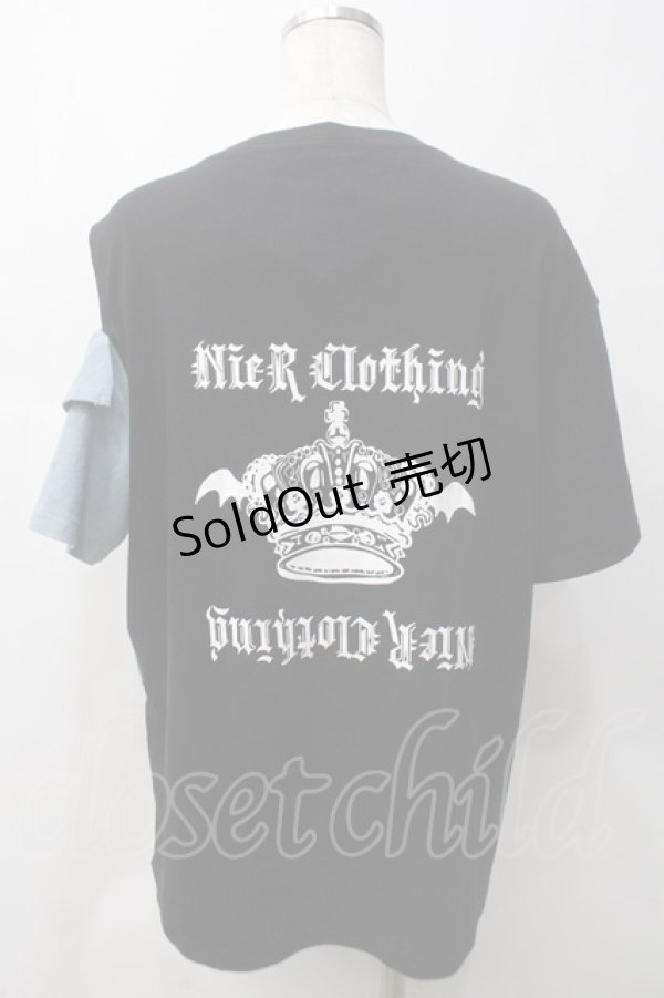 画像2: NieR Clothing / 切替カットソー  黒 Y-25-05-29-026-PU-TO-SZ-ZY (2)