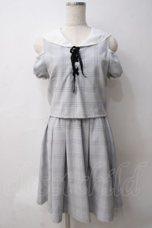 画像: Ank Rouge / セーラーカラーオフショルチェックワンピ M ブルー Y-25-05-29-027-CA-OP-SZ-ZY