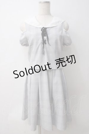 画像: Ank Rouge / セーラーカラーオフショルチェックワンピ M ブルー Y-25-05-29-027-CA-OP-SZ-ZY