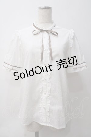 画像: axes femme / フレンチ刺繍コットンブラウス  白Ｘブラウン Y-25-05-29-004-AX-BL-SZ-ZI