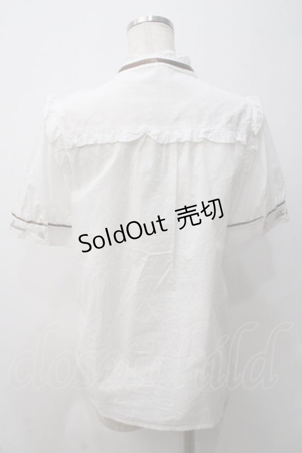 画像2: axes femme / フレンチ刺繍コットンブラウス  白Ｘブラウン Y-25-05-29-004-AX-BL-SZ-ZI (2)