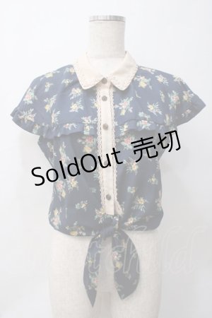 画像: axes femme / ブーケ柄SETUP風ワンピース M 紺 Y-25-05-29-005-AX-OP-SZ-ZI