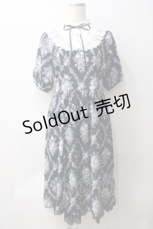 画像: axes femme / アイビーローズ柄ワンピース  紺 Y-25-05-29-044-AX-OP-SZ-ZY