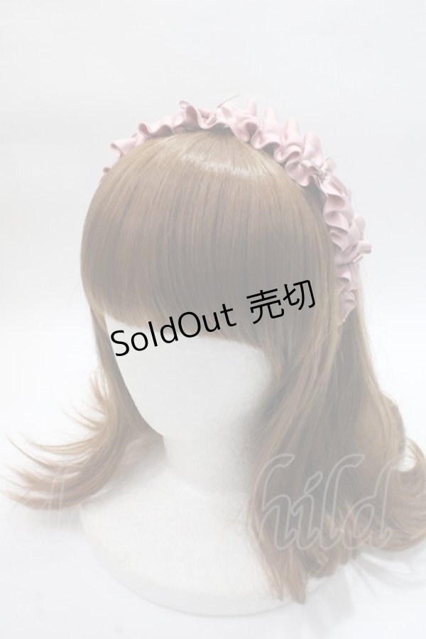 画像1: m petit by misako / ギャザーリボンカチューシャ  中桃 Y-25-06-01-050-LO-AC-SZ-ZY (1)