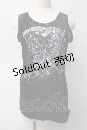 画像: Sixh / 蝶ptベロアタンク  黒 Y-25-06-01-056-HN-TO-SZ-ZY