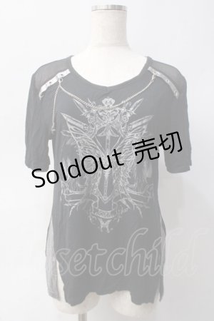 画像: Sixh / チェーン付きプリントカットソー  黒 Y-25-06-01-068-HN-TO-SZ-ZY