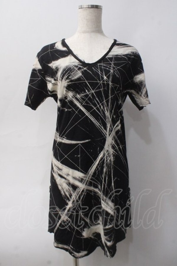 画像1: CIVARIZE / 総柄サイドジップロングTシャツ 44 ブラック Y-25-06-01-070-GO-TS-SZ-ZY (1)