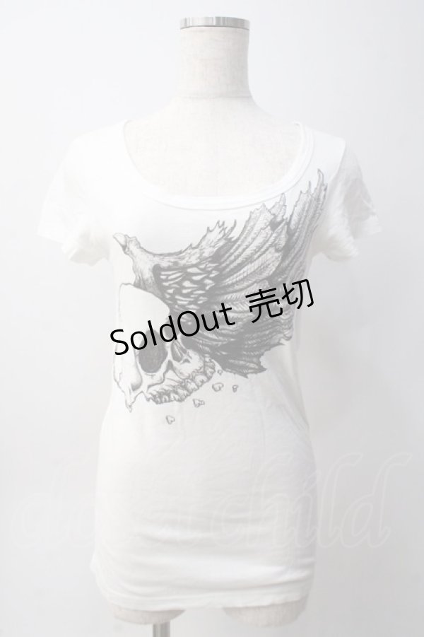 画像1: GLAD NEWS / スカルウィングTシャツ R 白 Y-25-06-01-073-GL-TS-SZ-ZY (1)