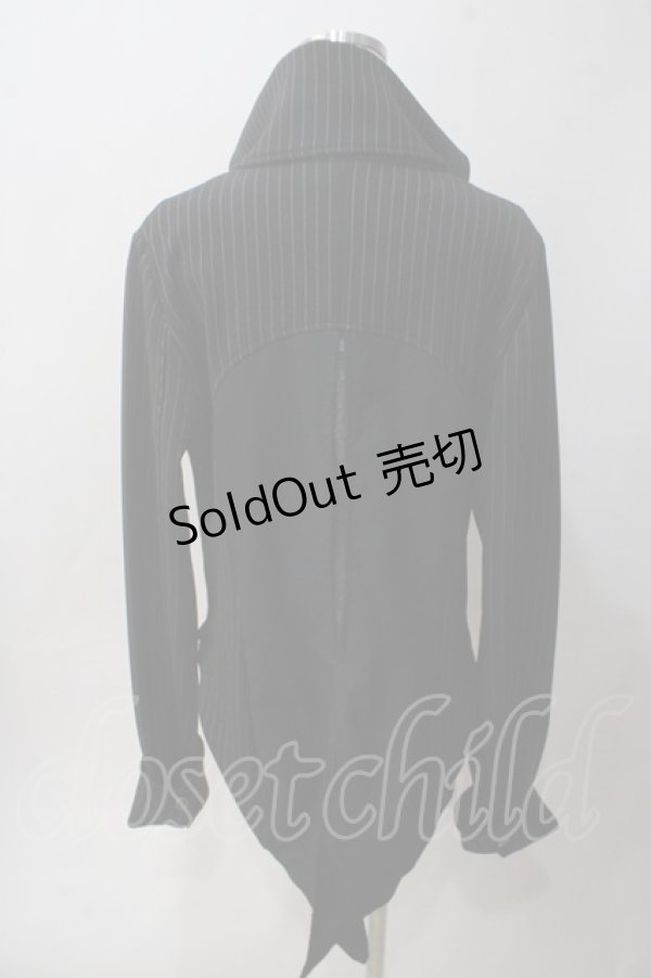 画像2: Sixh / ストライプ切替燕尾ロングジャケット  黒 Y-25-06-01-081-HN-JA-SZ-ZT093 (2)