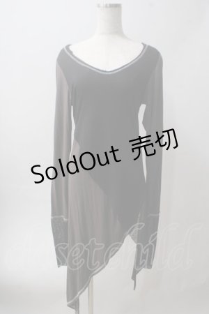 画像: Sixh / 変形スリーブロングトップス  黒×チャコール Y-25-06-01-083-HN-TO-SZ-ZT239