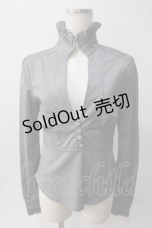 画像: Ozz oneste / 前開きブラウス  グレー Y-25-06-01-089-OO-BL-SZ-ZY