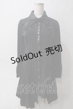 画像: Ozz Croce / リング付きシャツワンピース  黒 Y-25-06-01-099-OO-OP-SZ-ZY