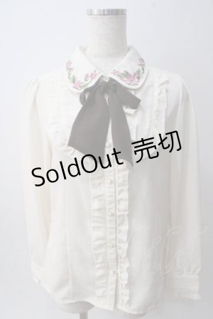 画像: axes femme / お花刺繍フリルブラウス M 生成り Y-25-06-01-107-AX-BL-SZ-ZY