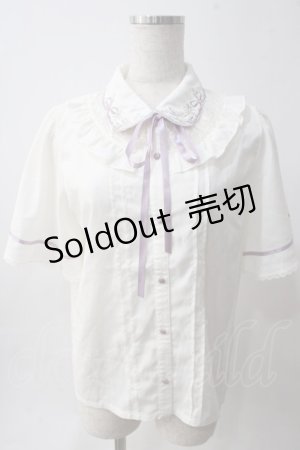 画像: axes femme POETIQUE / フラワー刺繍襟半袖ブラウス M 生成り Y-25-06-01-109-AX-BL-SZ-ZY