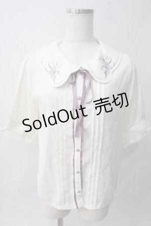 画像: axes femme POETIQUE / チューリップ刺繍ブラウス M 生成り Y-25-06-01-111-AX-BL-SZ-ZY