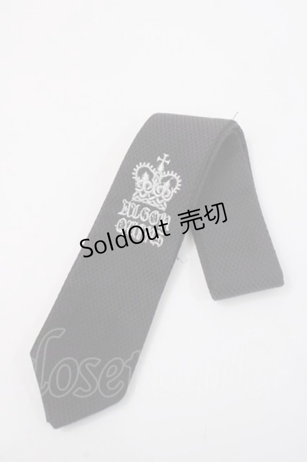 画像1: ALGONQUINS / 刺繍ネクタイ  黒 Y-25-06-01-015-AL-ZA-SZ-ZY (1)