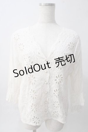 画像: axes femme / スカラップ刺繍プルブラウス M 生成り Y-25-06-01-117-AX-BL-SZ-ZY