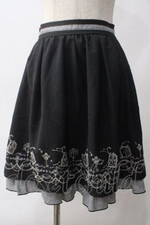 画像: axes femme POETIQUE / メルヘン刺繍スカート M 黒 Y-25-06-01-175-AX-SK-SZ-ZY