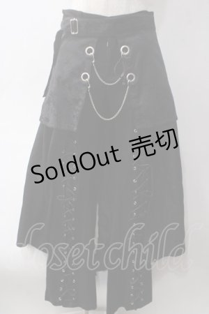 画像: Sixh / ジャガードオーバースカート付編上げパンツ  黒 Y-25-06-01-183-HN-PA-SZ-ZY