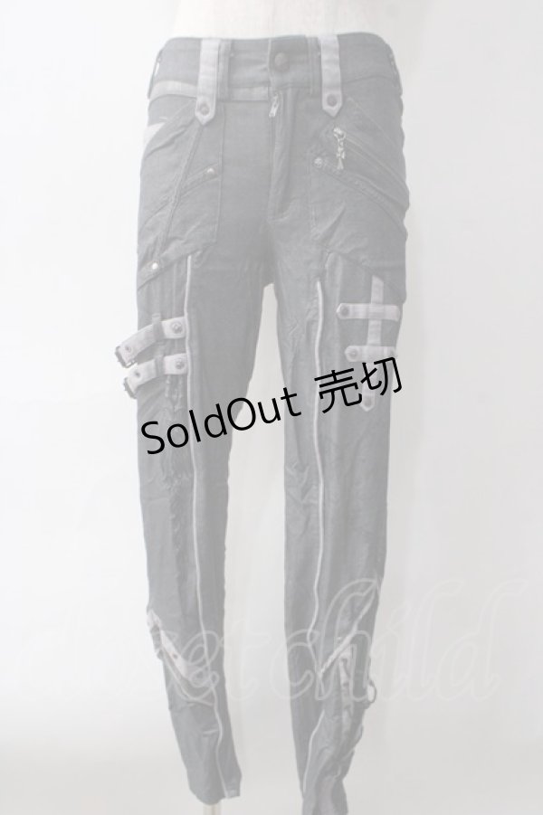 画像1: Ozz Croce / ベルトデザインストレッチパンツ  グレー Y-25-06-01-184-OO-PA-SZ-ZS (1)