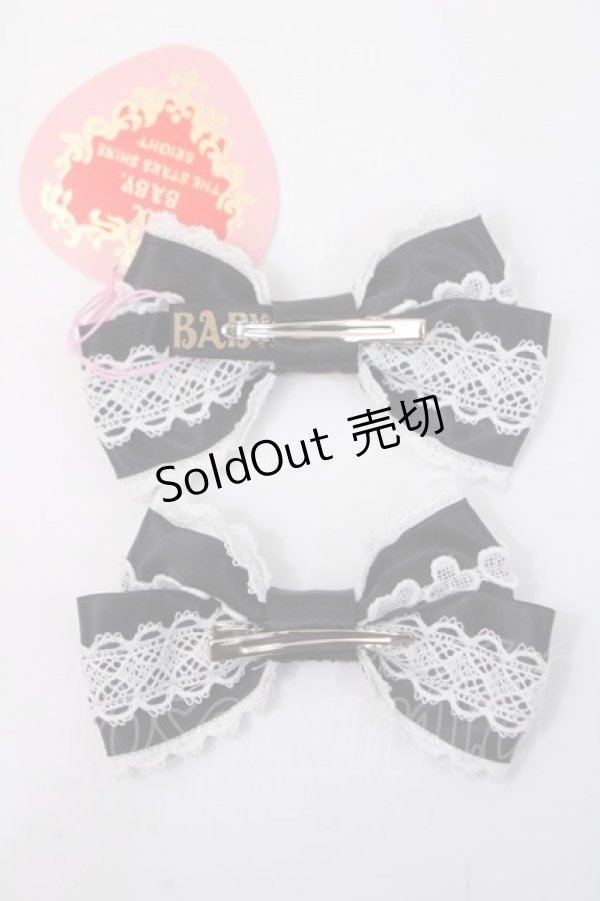 画像2: BABY,THE STARS SHINE BRIGHT / Dreaming Alice トランプレースリボンクリップ  ブラック×ホワイtl Y-25-06-01-004-BA-AC-SZ-ZY (2)