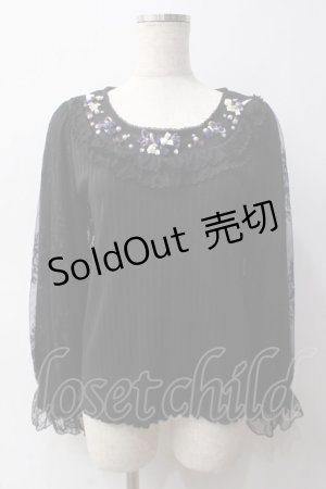 画像: axes femme / ローズガーデン袖レースプルオーバー M 黒 Y-25-06-03-040-AX-TO-SZ-ZI