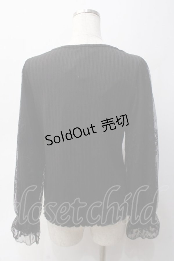 画像2: axes femme / ローズガーデン袖レースプルオーバー M 黒 Y-25-06-03-040-AX-TO-SZ-ZI (2)