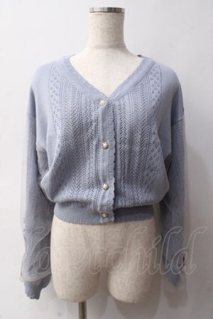 画像: axes femme / フラワーブーケ刺繍カーデ M サックス Y-25-06-03-043-AX-TO-SZ-ZY