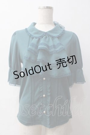 画像: axes femme / ジャボ付きブラウス風プルオーバー  グリーン Y-25-06-03-044-AX-TO-SZ-ZY