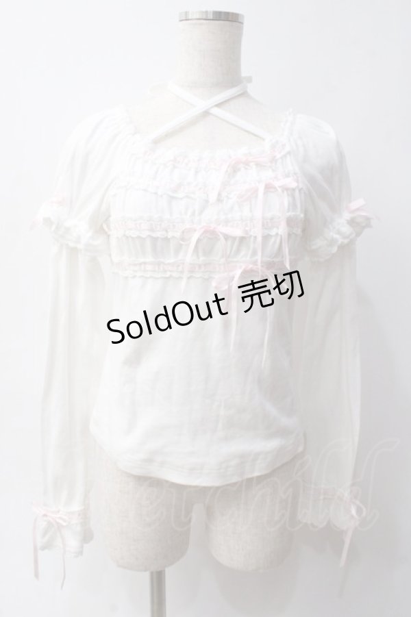 画像1: Angelic Pretty / 三段シャーリングカットソー  シロ Y-25-06-03-054-AP-TO-SZ-ZY (1)